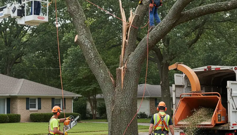 Charleston, SC arborists clearing storm-damaged trees for emergency tree service