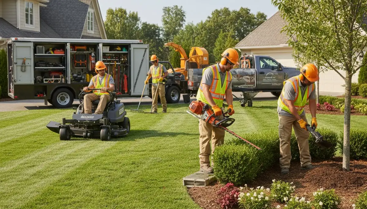 Charleston, SC tree service crew providing landscaping and outdoor maintenance for a coastal property