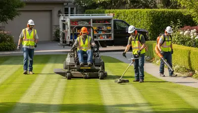 Charleston, SC tree service crew providing lawn care and yard maintenance for local homes