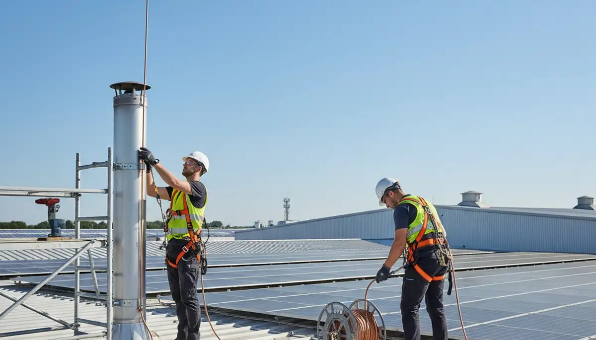 Charleston, SC tree service crew installs lightning protection for trees and property
