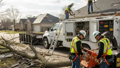 Charleston, SC tree service crew clearing storm damage and fallen branches from a property