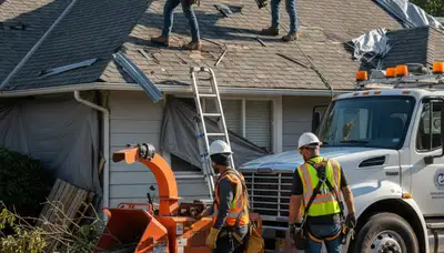 Charleston, SC tree crew clearing storm damage and removing hazardous limbs after a storm