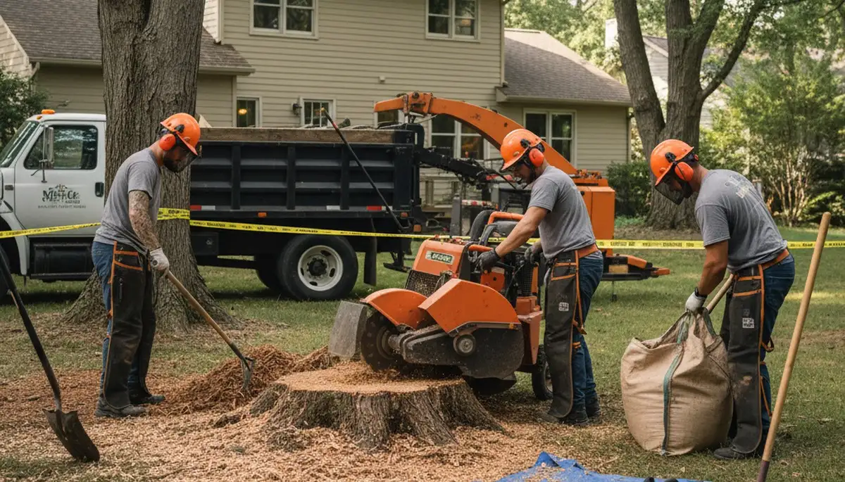 Stump removal in Charleston, SC by Charleston Area Tree Service clearing an old tree stump from a yard
