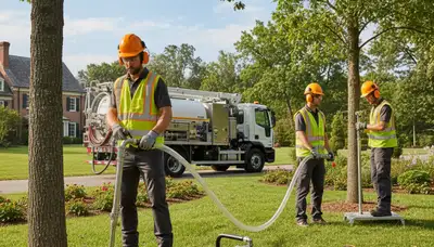 Charleston tree service fertilizing a healthy coastal tree in sandy soil, Charleston, SC