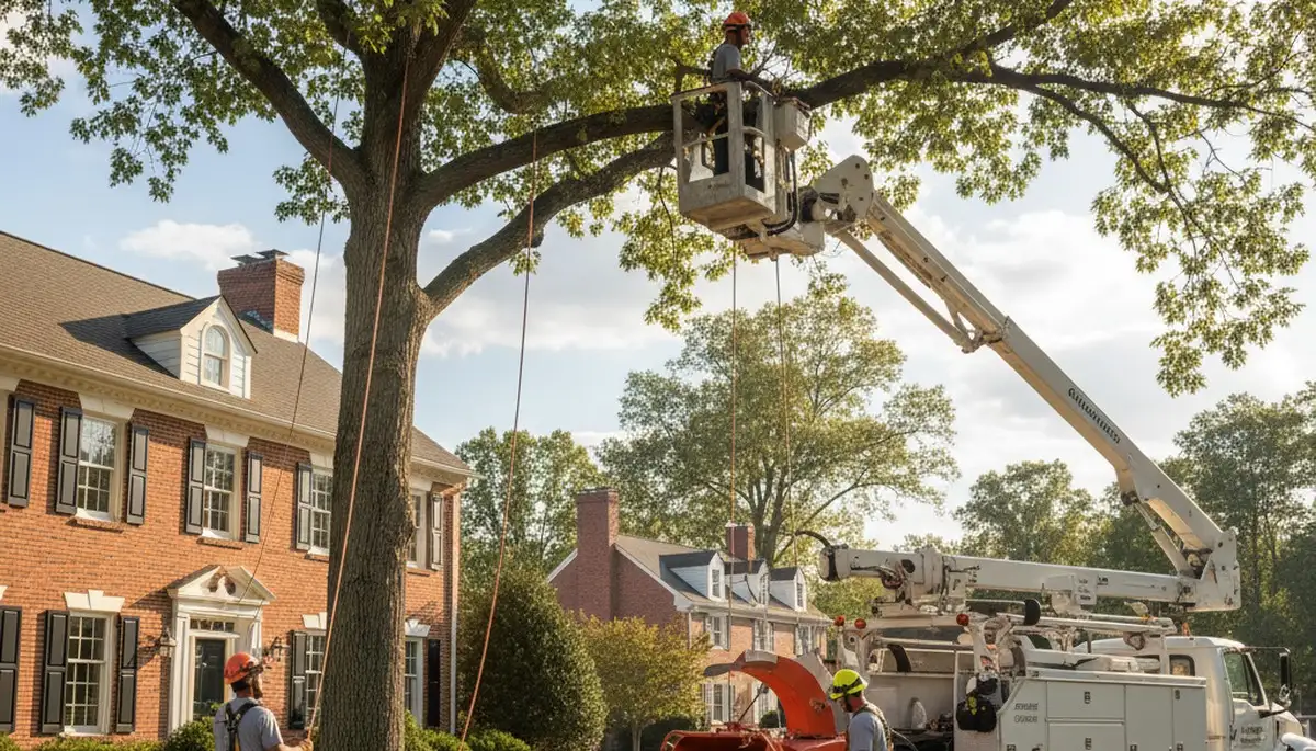 Charleston, SC tree service crew trimming trees for safe, professional property care
