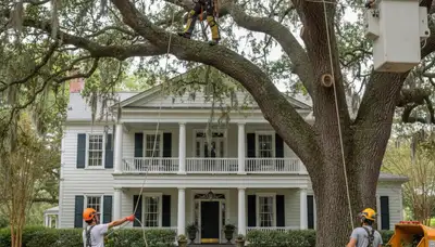 Tree service crew in Charleston, SC providing professional tree removal and trimming for local properties