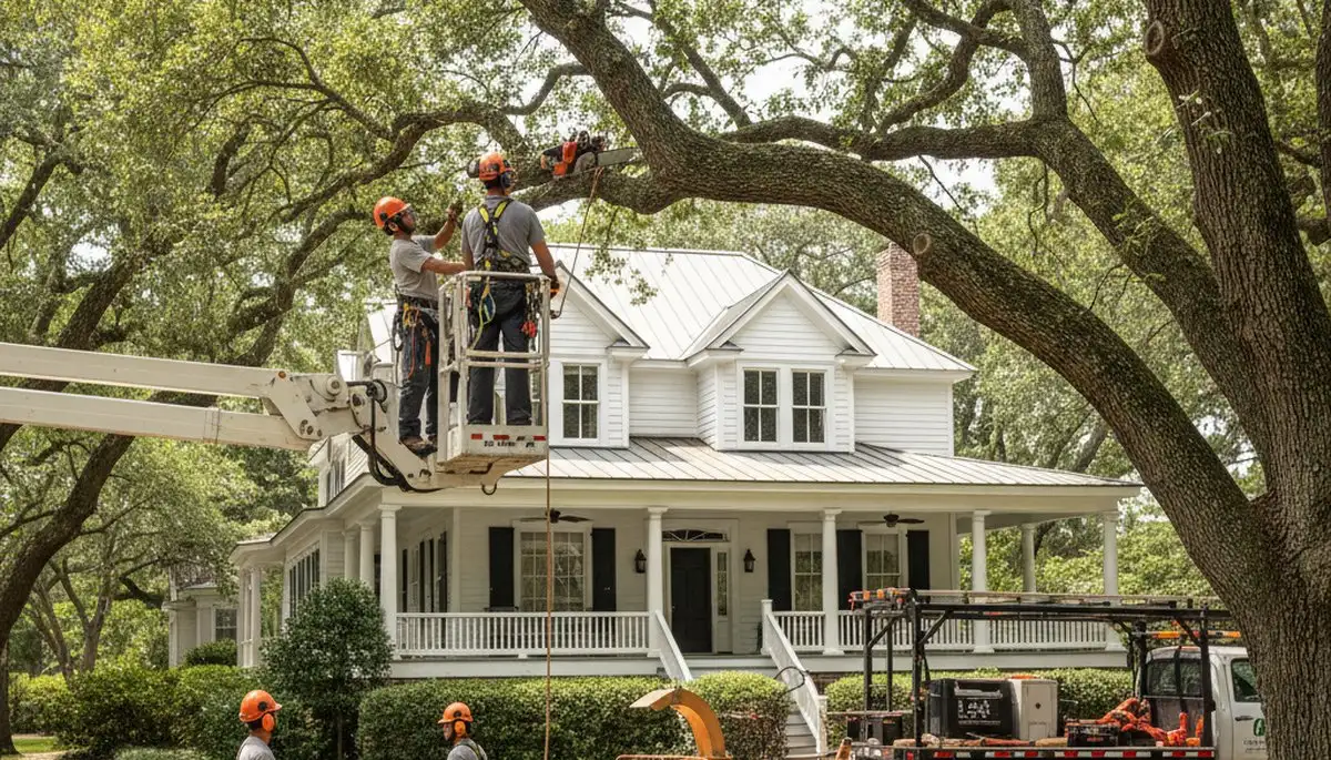 Tree service crew in Charleston, SC performing professional tree trimming and removal