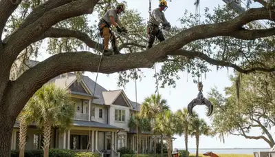 Tree service crew in Charleston, SC handling professional tree trimming and removal
