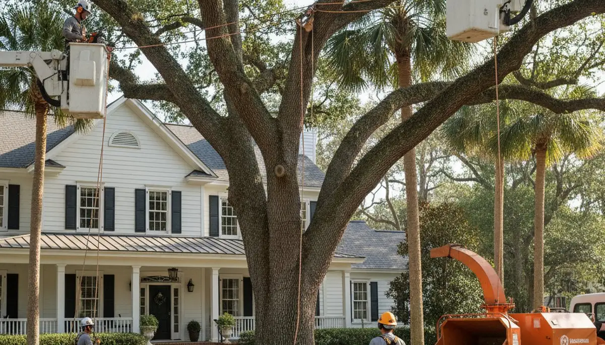 Tree service crew in Charleston, SC providing professional tree removal and trimming services