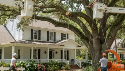 Charleston, SC tree service crew with professional equipment for tree trimming and removal